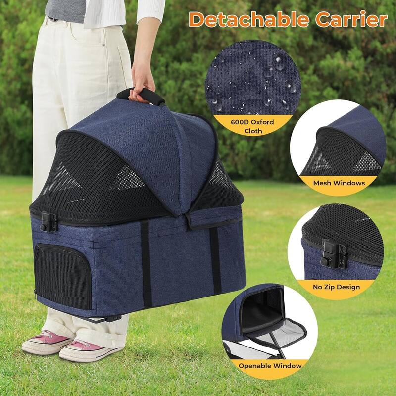 3 in1 Folding Dog/Cat Stroller for Medium Small Pets