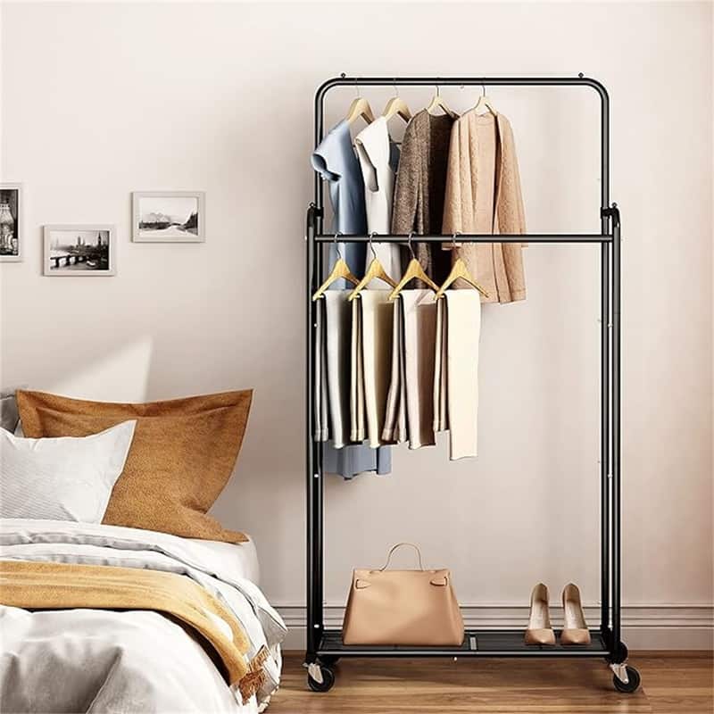 Heavy Duty Clothing Rolling Rack on Wheels for Hanging Clothes - 16"D x 29"W x 59.25"H