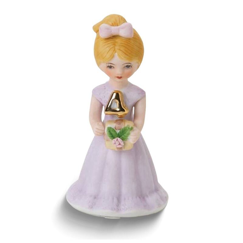Growing Up Birthday Girls Blonde Age 4 Porcelain Bisque Figurine - 2.4" x 4.7"