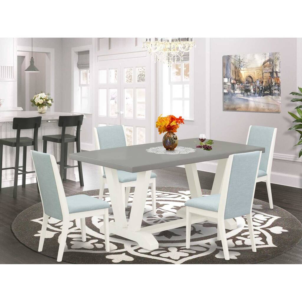 HomeStock 5-Piece Rectangle Natural Oak Finish Solid Wood Top Dining table with 4 Chairs