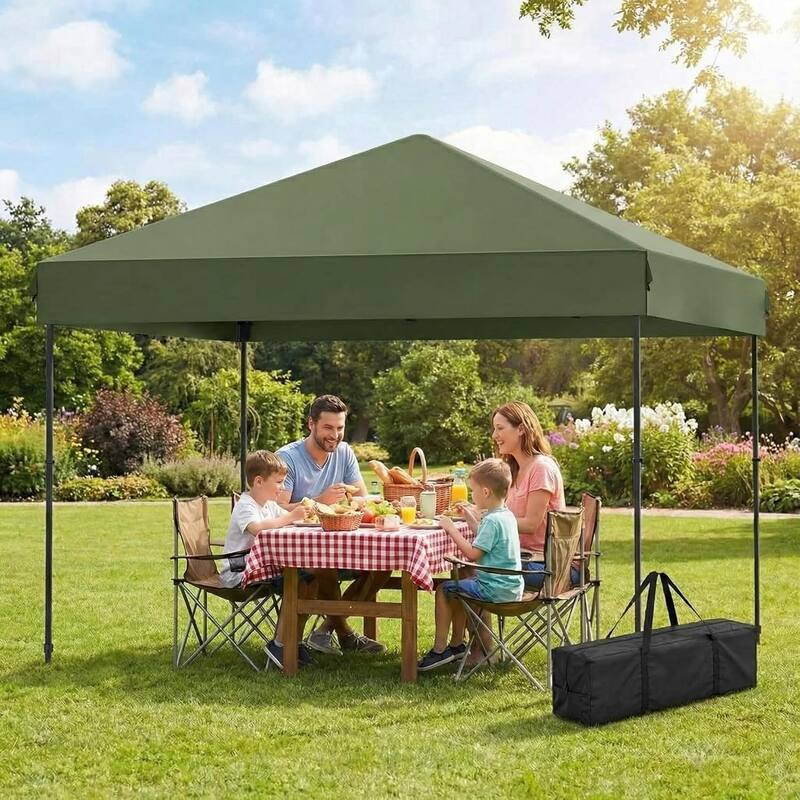 Folding Pop Up Canopy Tent, Height Adjustable - Green - 10*20 Ft