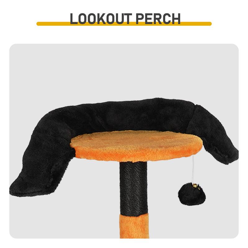 39" Halloween Cat Tree with Condo, Sisal Scratching Posts & Toys - 25.2" L × 12.0" W × 39.0" H
