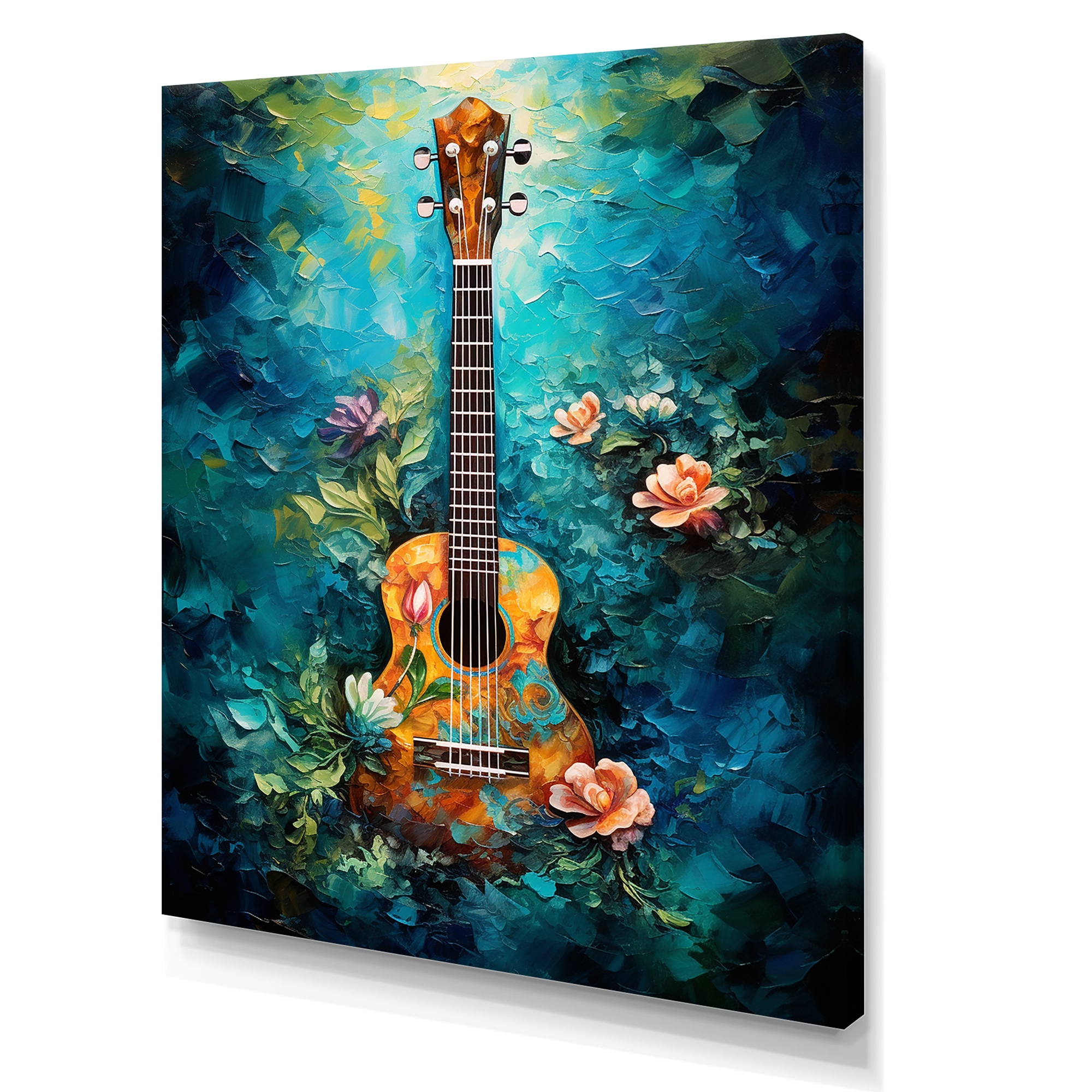 Guitar and Flowers Art - Watercolor - Etsy