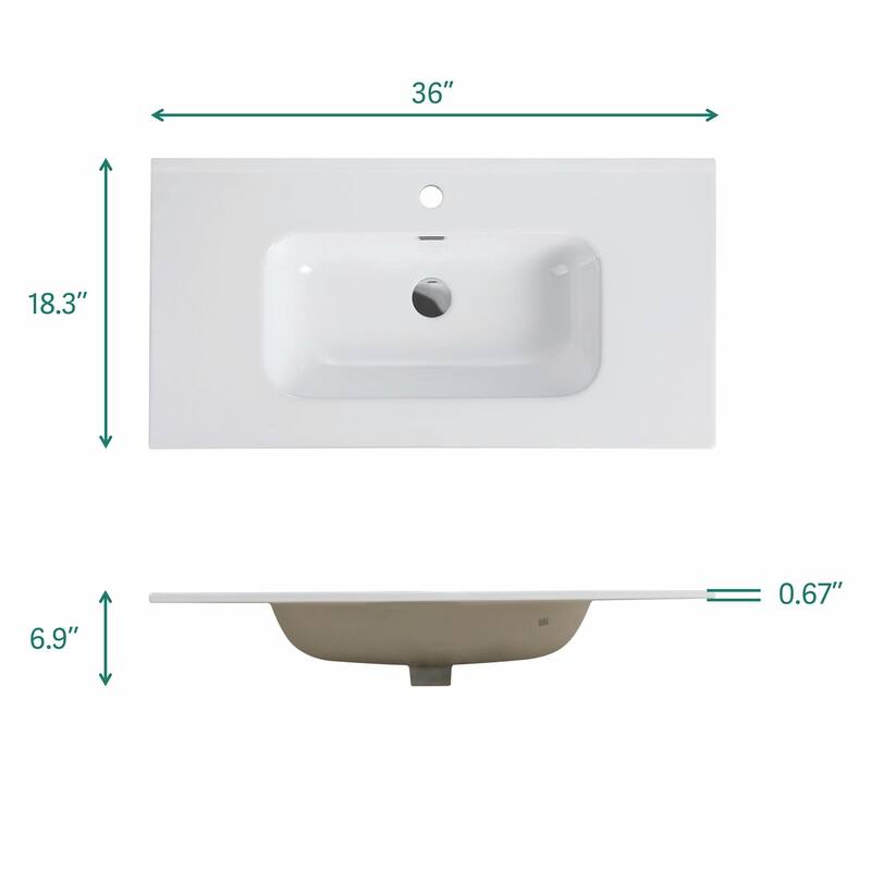 Bathroom Vanity with Ceramic Sink and Single Hole, Large Storage Floating Bathroom Vanity
