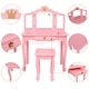 preview thumbnail 4 of 7, Kids Three-Sided Folding Mirror Dressing Table with Stool