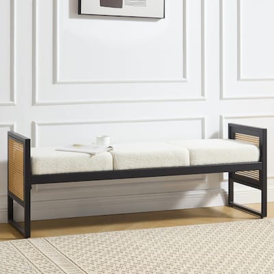Fabric Upholstered Storage Bench for End of Bed, Entryway - 56.69"L x 16.93"W x 22.4"H