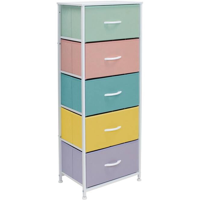 Dresser w/ 5 Drawers Furniture Tall Storage Organizer Unit for Bedroom
