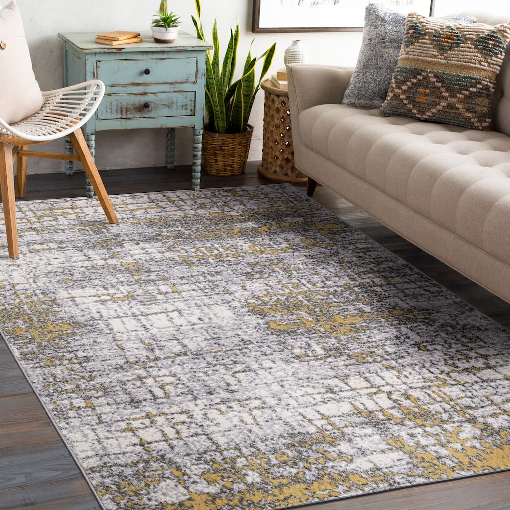 World Rug Gallery Distressed Abstract Modern Area Rug