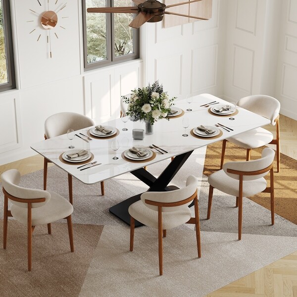 Modern Rectangular Dining table with Glossy Sintered Stone Table