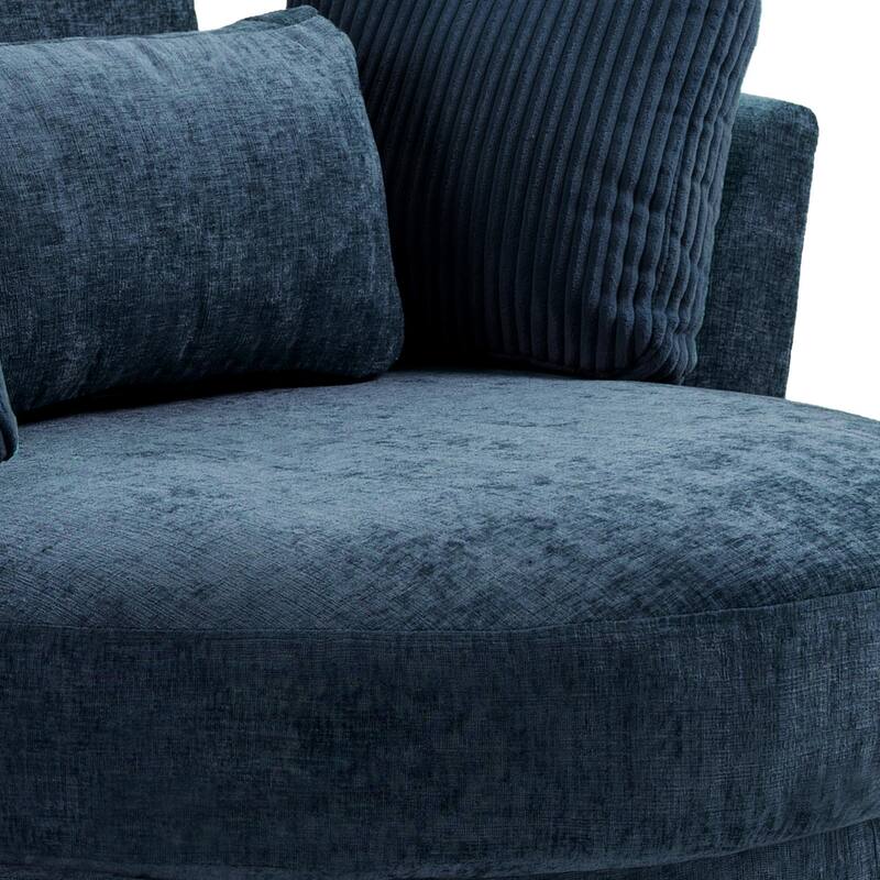 41" W Oversized Accent Barrel Swivel Chair with Moon Storage Ottoman