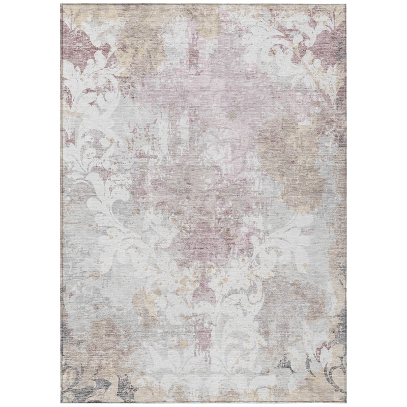Machine Washable Indoor/ Outdoor Chantille Vintage Damask Rug