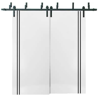 Barn Bypass Doors 36 x 80 Planum 0016 White Silk with Sturdy 6.6ft