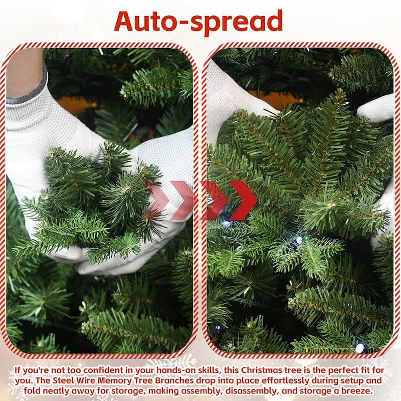 Artificial Christmas Tree, Full Lush Hinged Pine with PE+PVC Mixed Needles
