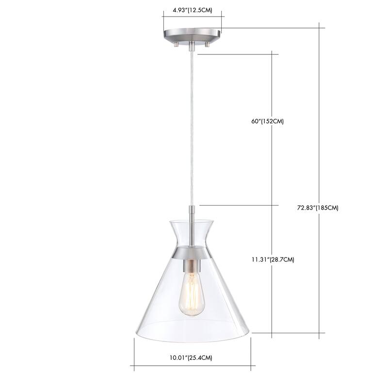 1-Light 73-in Brushed Nickel Mini Pendant Light With Clear Glass Shade