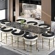 preview thumbnail 52 of 56, 110.24" Extendable Rectangular Sintered Stone Double Pedestal Dining Table Seat 8-12