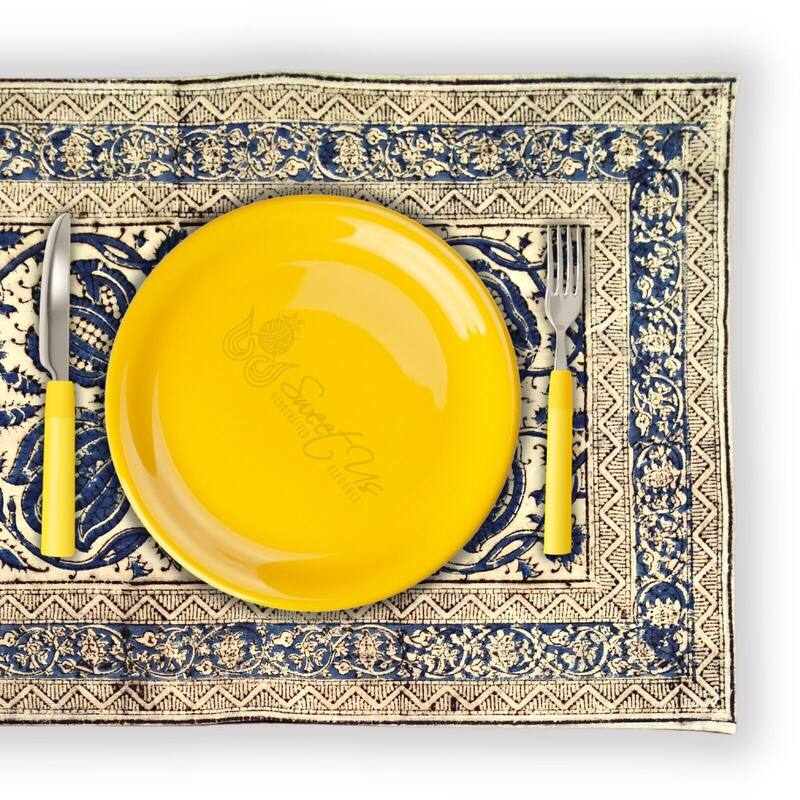 Vegetable Dye Tulip Floral Block Print Tablecloth Collection