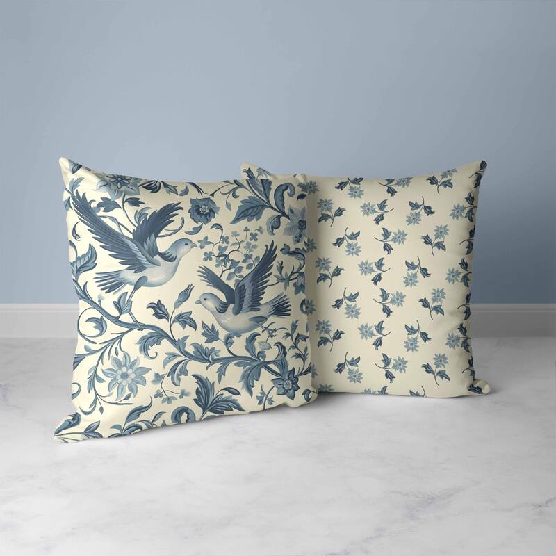 Delicate Duet Faux Suede Reversible Throw Pillow Beige and Teal