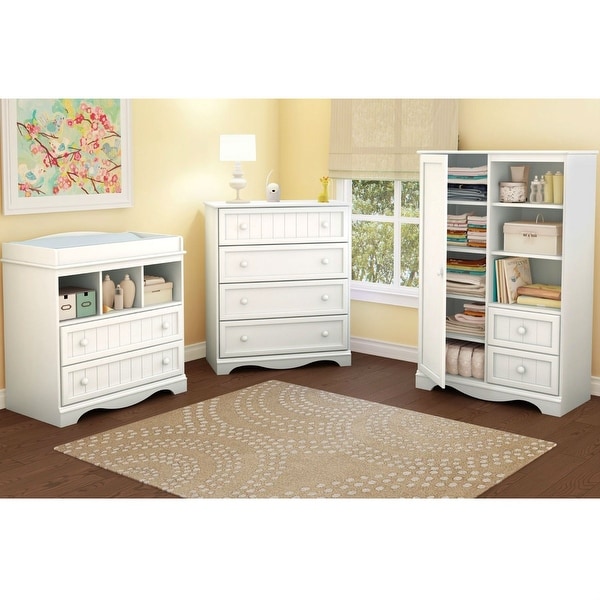 White Wood Baby Diaper Changing Table with 2 Drawers 35