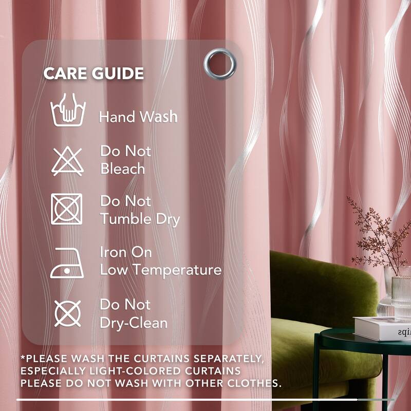 Deconovo Back Tab Rod Pocket Silver Wave Curtains(2 Panel)