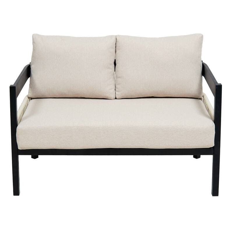 Multi-person Outdoor Iron Sofa Set with A table, Rattan Decoration, Waterproof, Rust-proof, Suitable for Garden
