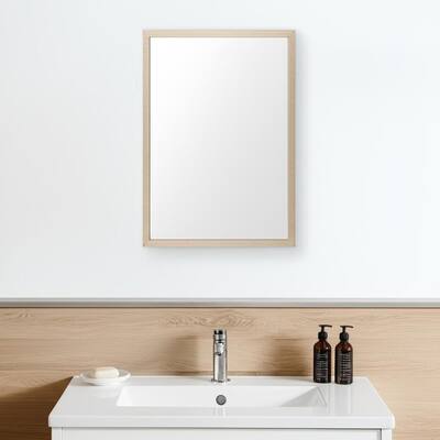 HomeRoots 26" Tan Framed Bathroom Vanity Mirror - 21.50 in. x 25.50 in. x 1.75 in.