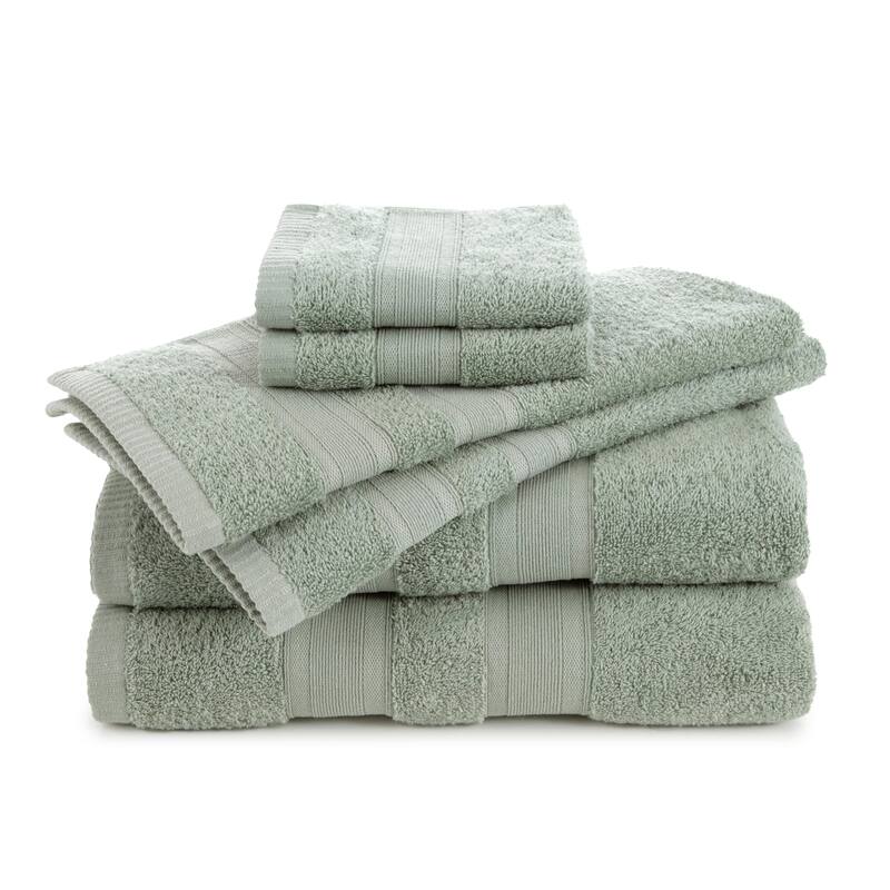 Martex Clean Essentials Solid Low Lint 6-Pack Towel Set - Towel Set - Moss Green