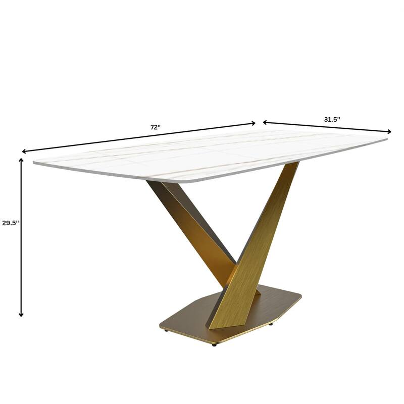 Voren Dining Table with Rectangular Top and Stainless Steel Base