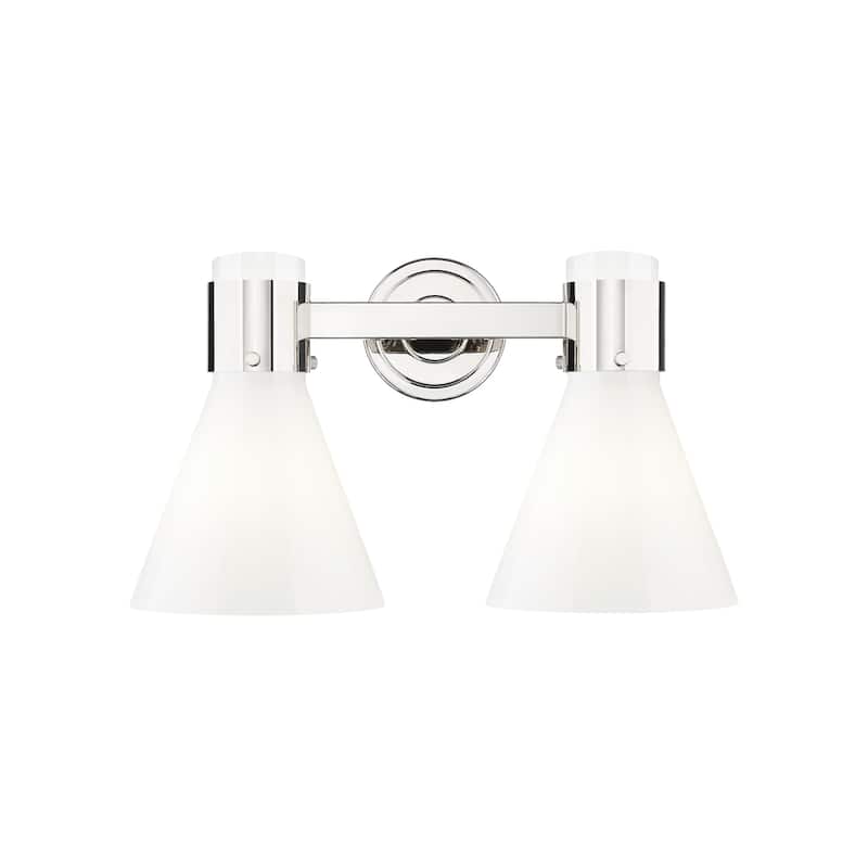 Innovations Lighting 464-2W-10-16 Lawton Cone Vanity Lawton Cone 2 - Polished Nickel / Gloss White