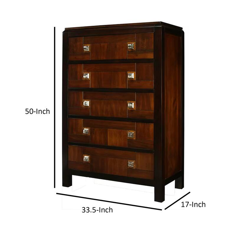 Wooden Chest With Square Chrome Knobs, Brown