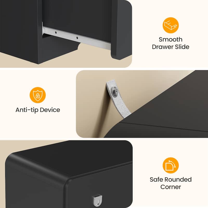 Painted 3-Drawer Nightstand for Bedroom