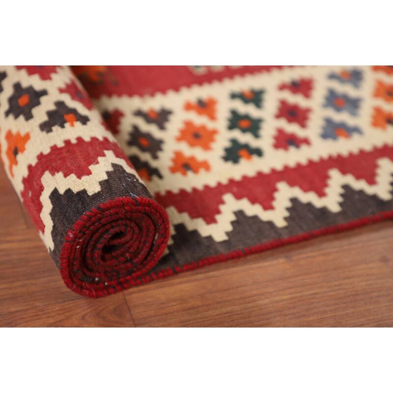 Kilim Qashqai Persian Vintage Rug Hand-Woven Wool Carpet - 5'0"x 7'9"
