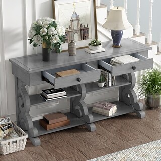 Wood Console Table Sideboard Plant Stands with Storage, Antique Gray ...