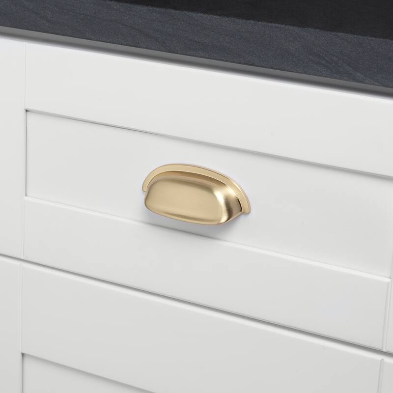 2-1/2 Inch Center to Center Classic Champagne Gold Bin Pull Cabinet Hardware Cup Handle - 4081-CHPG