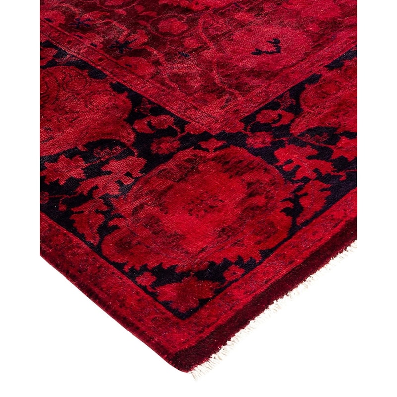 Overton Hand Knotted Wool Vintage Inspired Modern Contemporary Overdyed Pink Area Rug - 6' 1" x 9' 2"