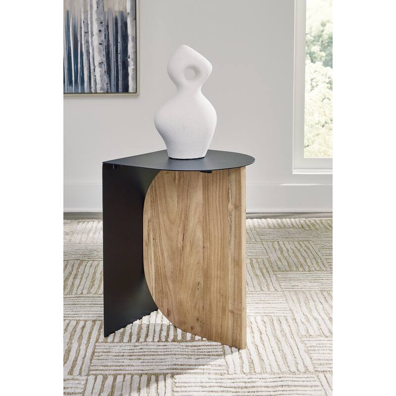 Signature Design by Ashley Ladgate Black/Natural Accent Table - 16"W x 16"D x 22"H - Metal - 16"W x 16"D x 22"H - Black/Natural