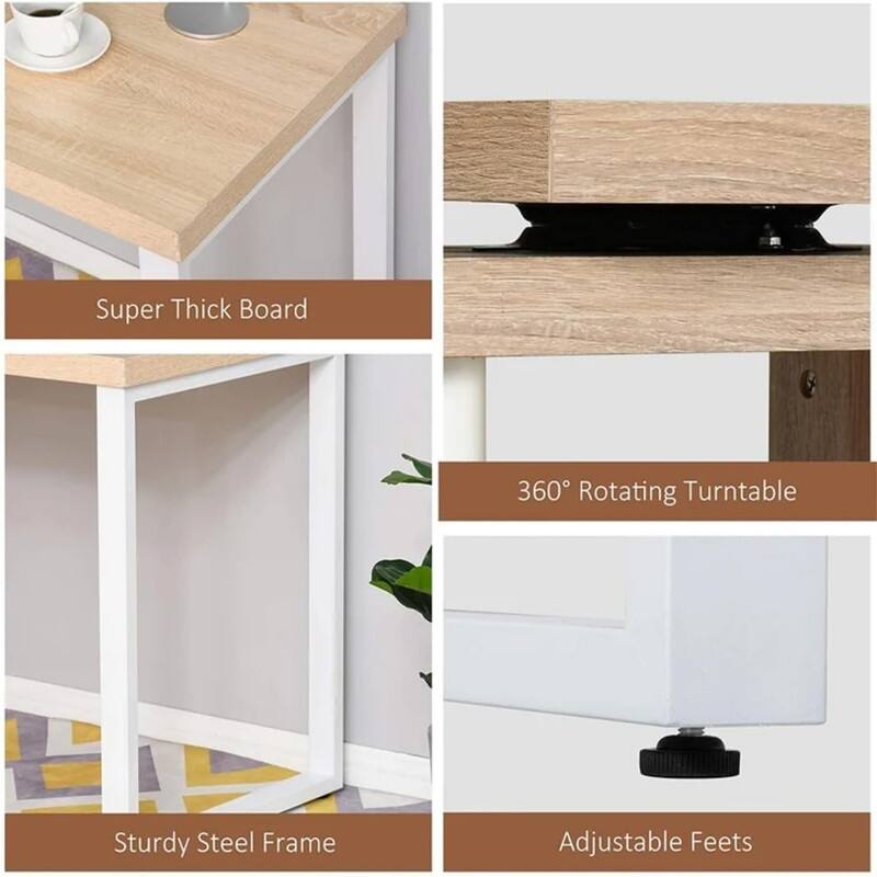 L Shaped Table with Storage Shelves