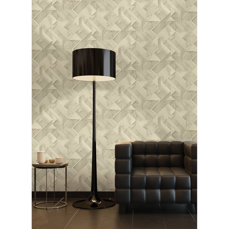 Advantage Cassian Taupe Wood Geo Wallpaper