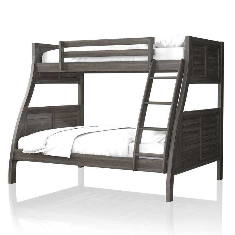 Jasmine Transitional Twin-over-Full Solid Wood Bunk Bed with Angled Ladder Taylor & Olive