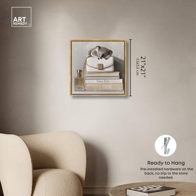 Koala on Fashion Books Canvas by Art Remedy