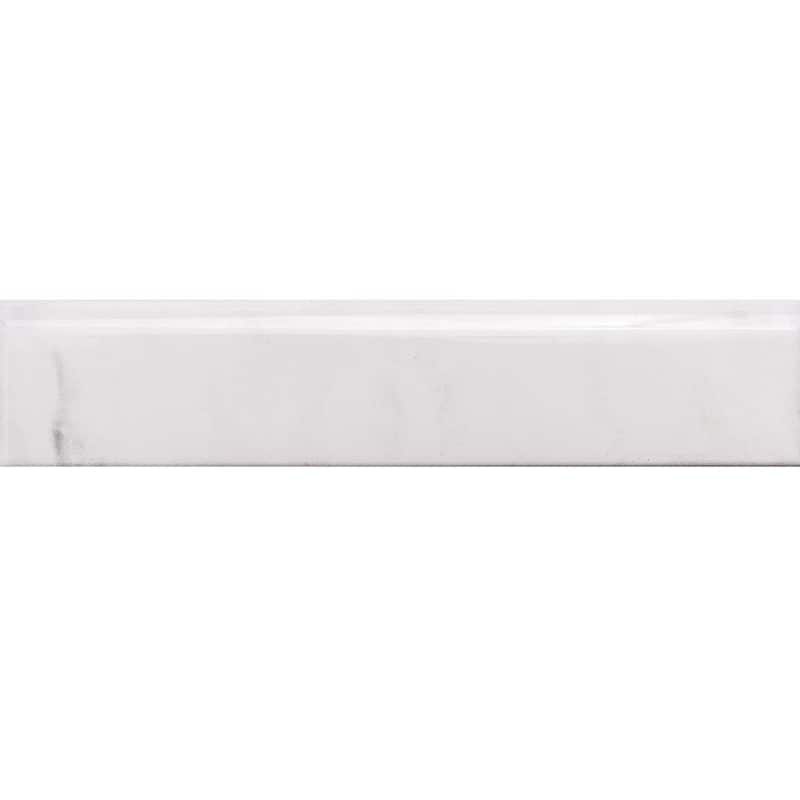 Providence 2x10 White Glossy Ceramic Bullnose Tile Trim - 2 x 10 - 1 Piece - White