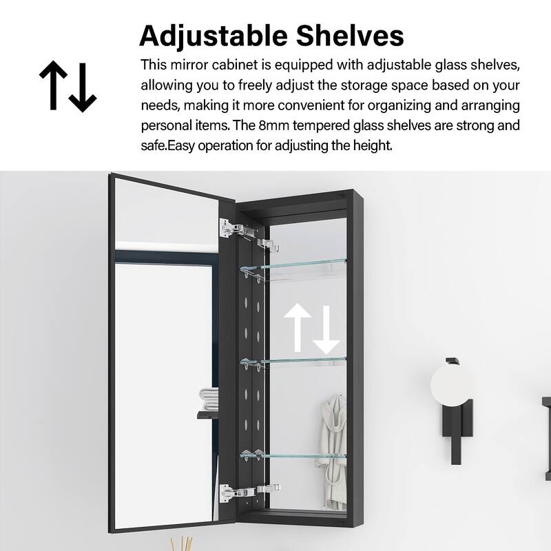 Rectangular Aluminum Medicine Cabinet with Mirror
