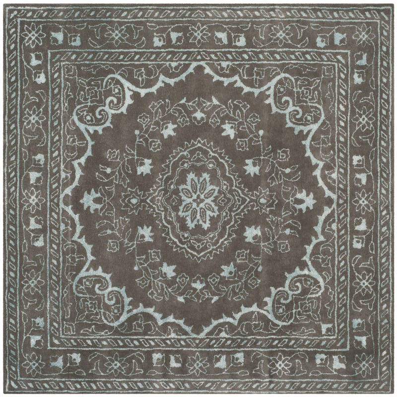 SAFAVIEH Handmade Glamour Gudmundina Modern Viscose Rug - 6' Square - Dark Grey