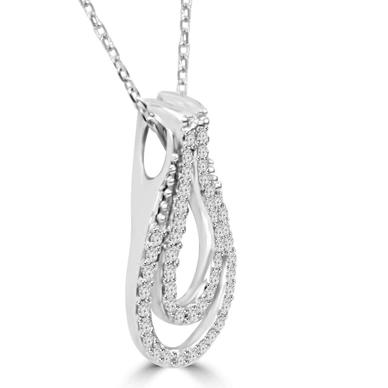 1/4Ct Diamond Everlong Knot Pendant White Gold & 18" Chain