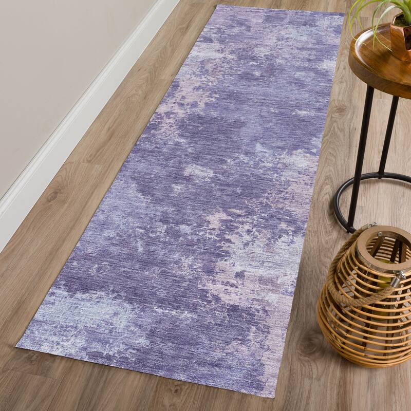 Machine Washable Indoor/ Outdoor Chic Modern Chantille Rug