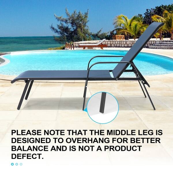 Set of 4 Lounge Chairs Outdoor Chaise Lounge with Arms and Adjustable Back