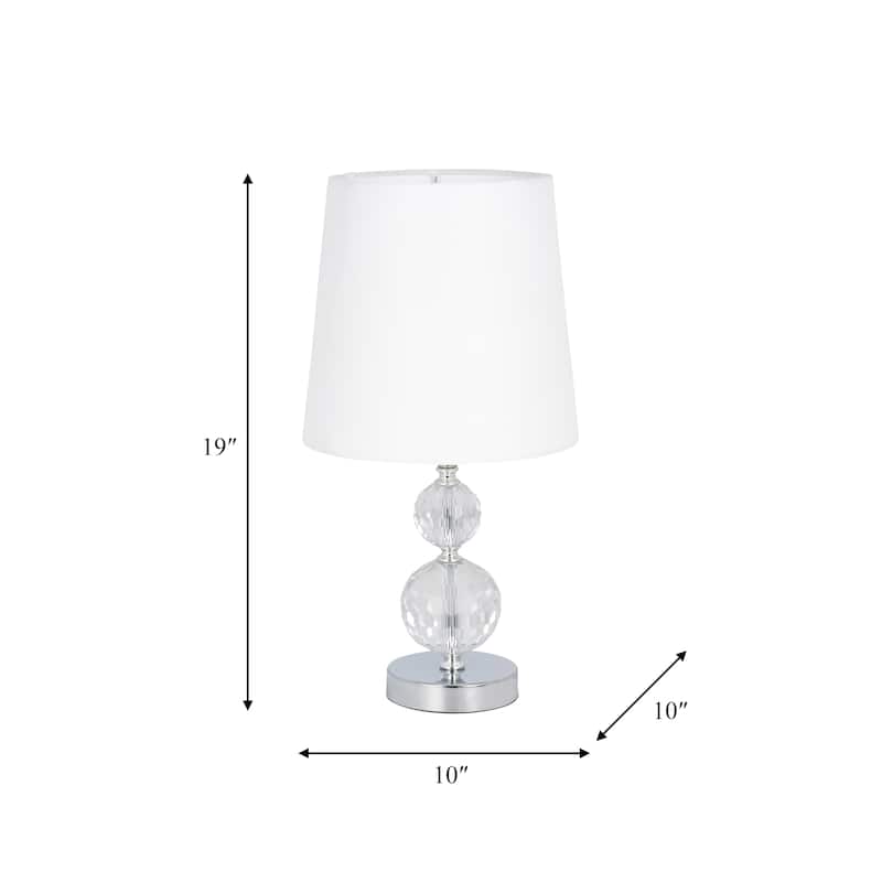 Sagebrook Home Modern Set Of 2 Crystal 19" Faceted Table Lamp, Silver, Orb - 10" x 10" x 19"
