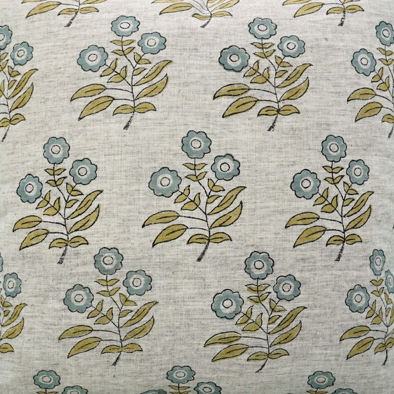 Fabdivine Soft Pillow Cover Shape Floral Block Print for Hotel Couch Spring Guest Room Blue Farmhouse, Mohini