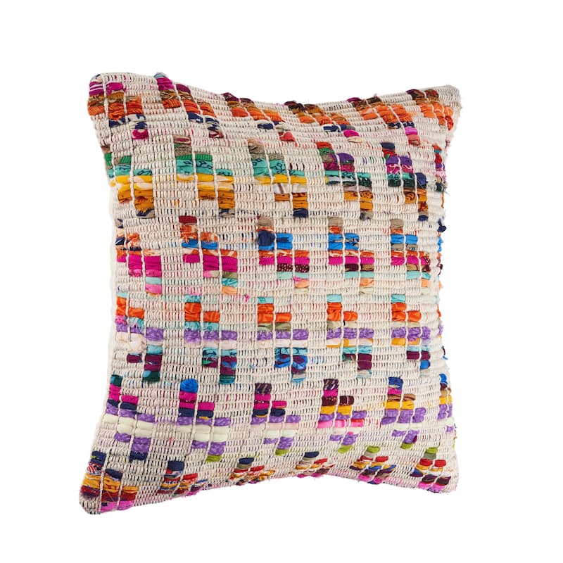 Sevita Eclectic Multicolored Chindi Throw Pillow
