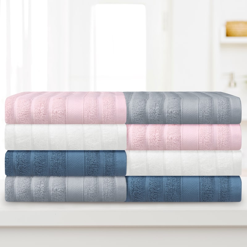 Cotton 2 Pack Hand Towels, Striped Pattern Decorative Comfort Towel for Bathroom, Travel, Camp 14" x 30"