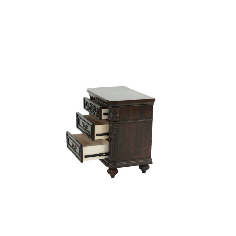 1pc Nightstand Cherry Veneer 2-Drawers